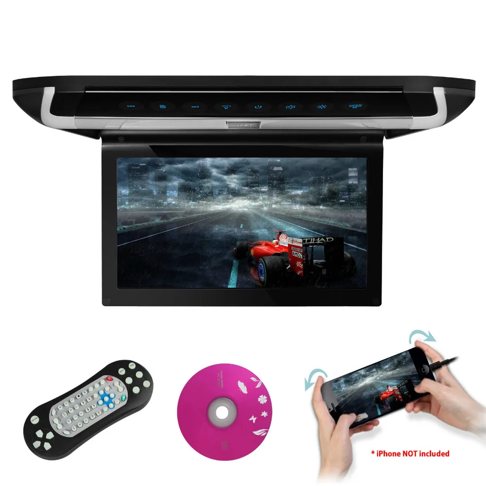

XTRONS Monitor 10" Car Audio HD Digital TFT Monitor Touch Panel Car Roof DVD Player with HDMI Port LED Light IR Transmitter