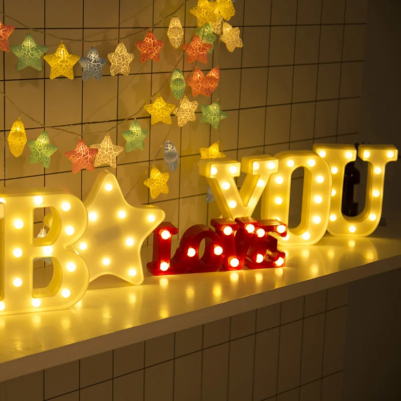 Светодиодный буквы ночной Светильник гирлянда Батарея управляется Фея светильник с английским алфавитом, с надписью «LOVE» лампы для Свадебная вечеринка Рождественский Декор