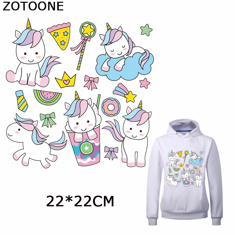 

ZOTOONE Colorful Unicorn Iron on Patch on Clothes Cartoon Animal Patches for Clothing Diy Heat Transfer Decors Washable Applique