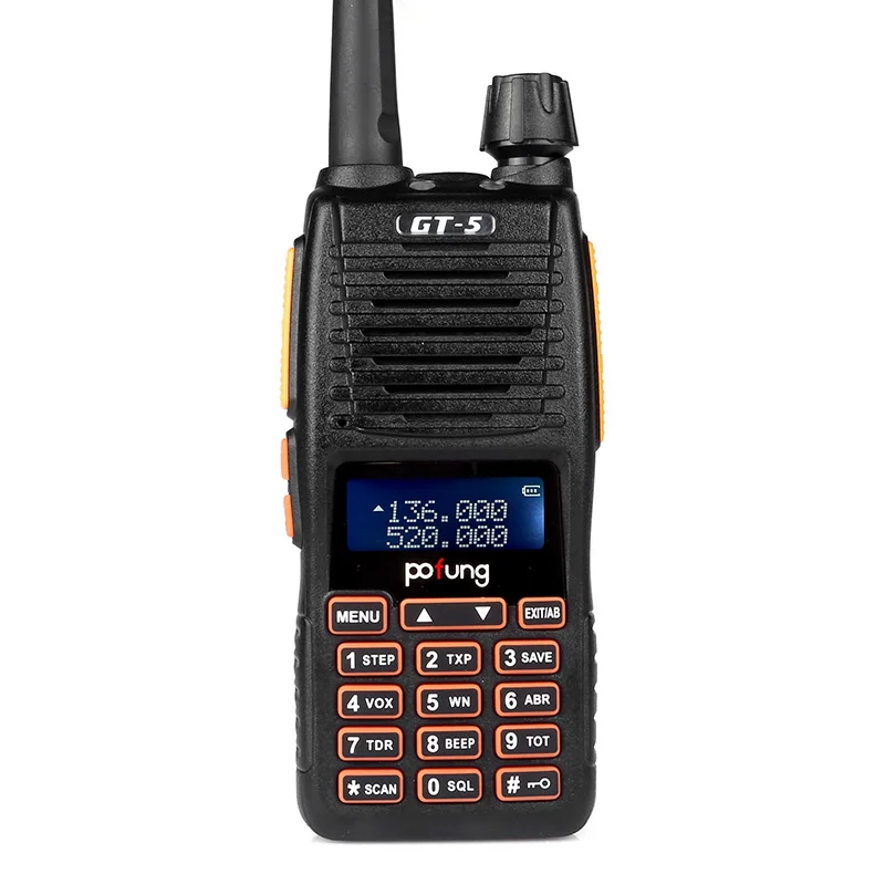 Baofeng pofung GT-5 двухстороннее радио Двухдиапазонная VHF/UHF 136-174/400-520 MHz Dual PTT FM Ham Walkie Talkie 2000mAh батарея