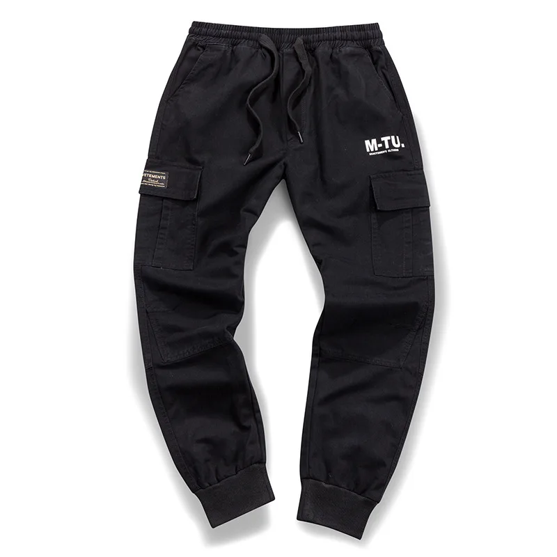 Tide brand men's casual pants spring and summer new overalls men's stitching Slim beam feet pants casual bag trousers