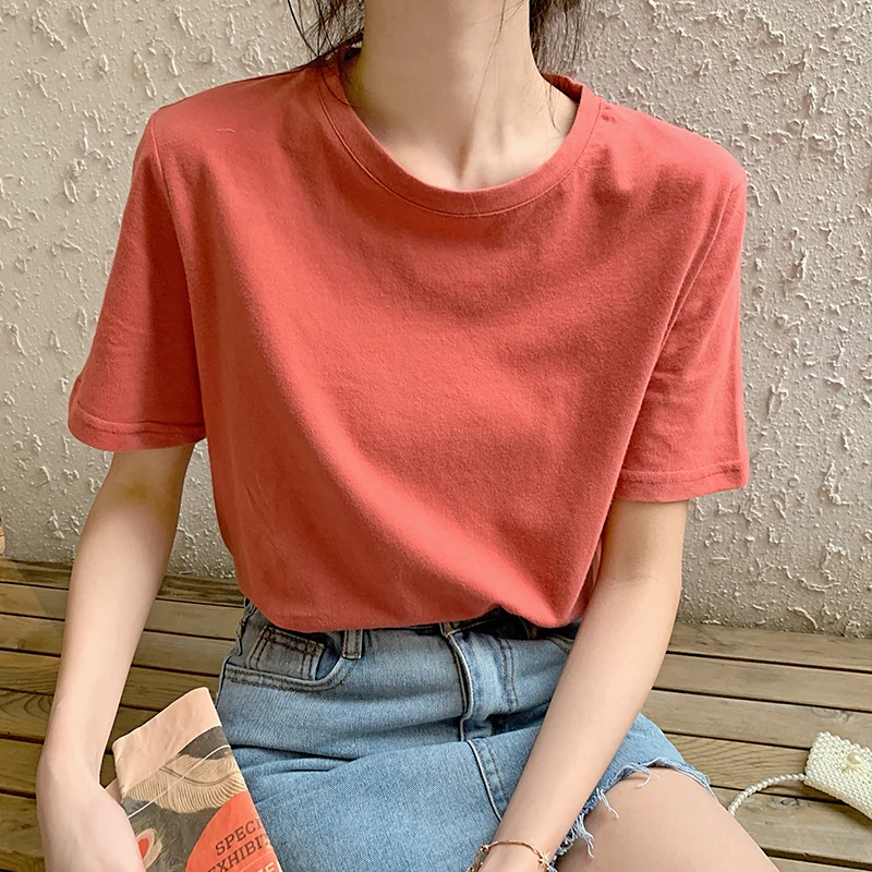 

Fashion Summer New Cotton Student Loose Wild Women Style Short-sleeved T-shirt
