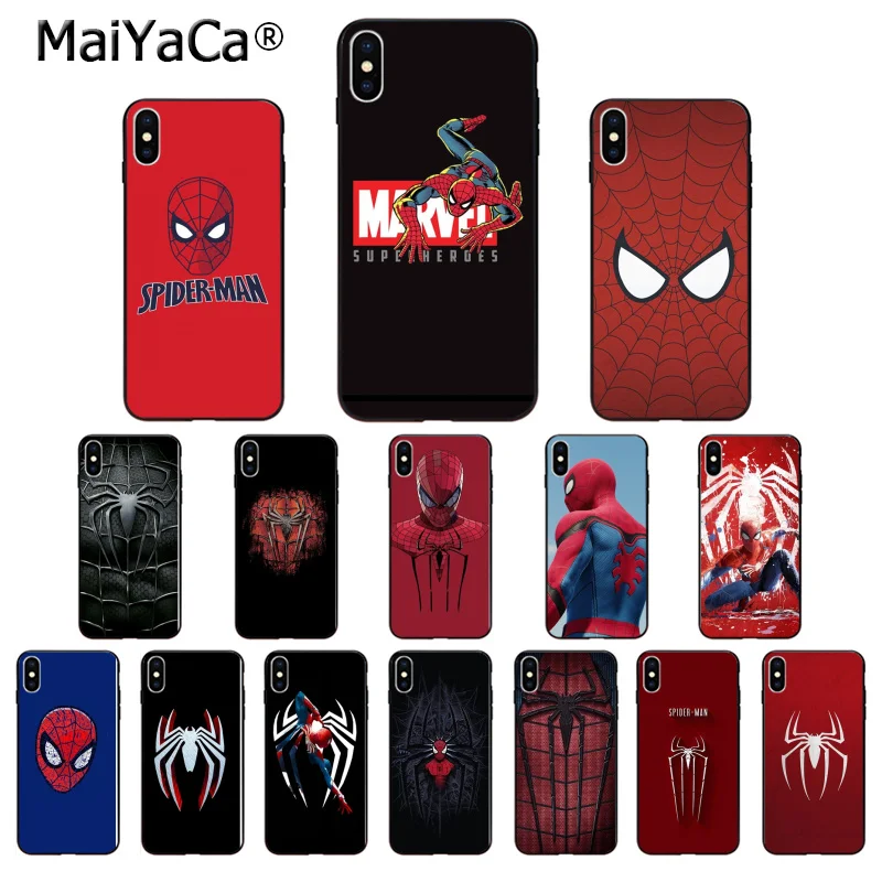 Мягкий силиконовый чехол для телефона MaiYaCa Marvel Spider Man из ТПУ черного цвета iPhone 6S
