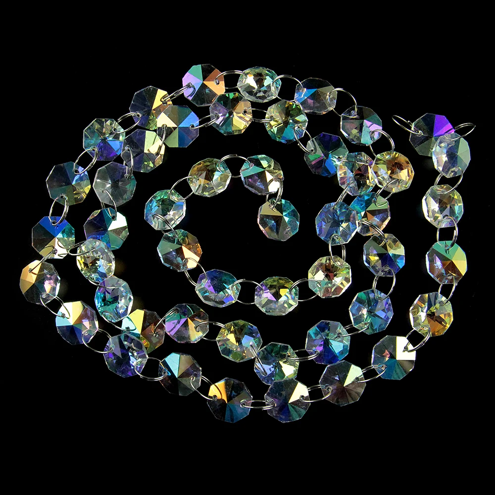 

AB Crystal Octagon Garland Strands chains 5m Chandelier Part Wedding Garland Chains For Curtain Window Adornment