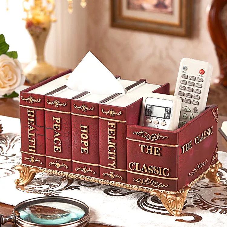 

Multi-function tissue box luxury retro living room home remote control tray restaurant desktop storage box tissue box