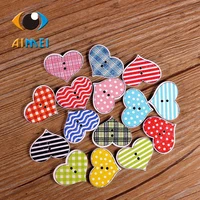 50pcs/lot Heart Painting Shape Wooden Buttons For Hand Made With Love Heart Wooden Decoration For Gift Decorative Wood Buttons 2