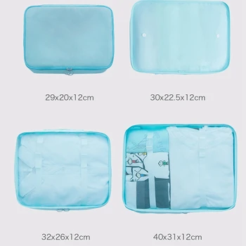 

Quality 8Pcs Travel Storage Bag Set For Clothes Luggage Packing Square Organizer Suitcase Navy/light grey/white/bright blue
