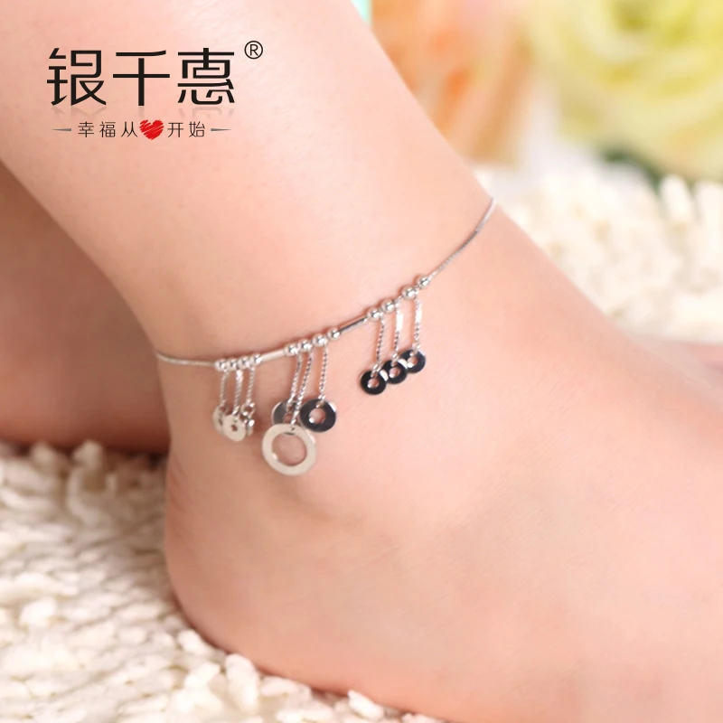 Silver but 925 silver font b anklets b font female brief font b jewelry b font