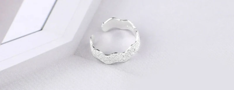Настоящее 925 пробы Серебряное кольцо на палец для женщин, простой волнистый дизайн, вечерние кольца с регулируемым отверстием, ювелирные изделия
