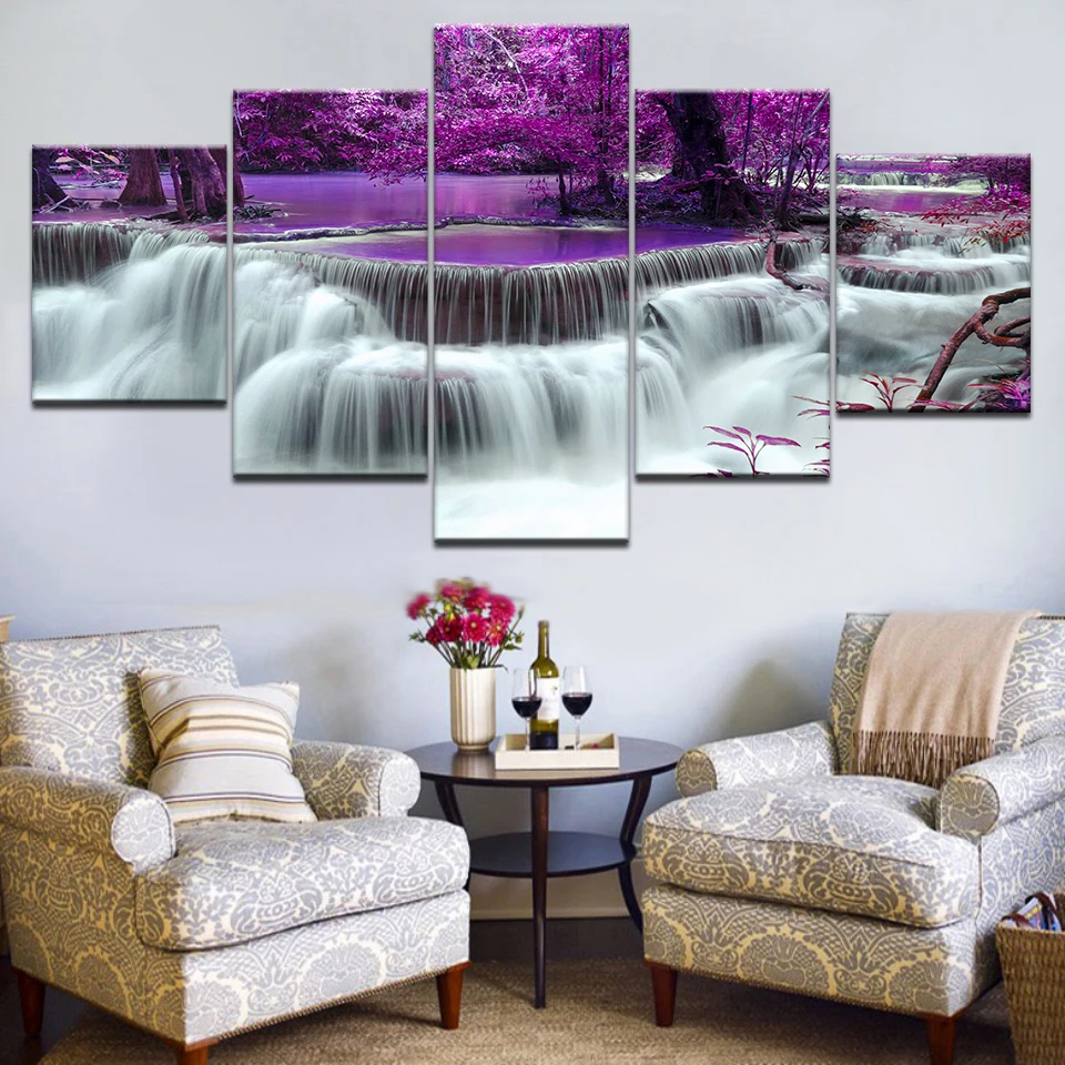 

5 Panel Wall Pictures for Living Room Art Waterfall Canvas Painting Modular Picture Posters and Prints Cuadros Paintings Artwork