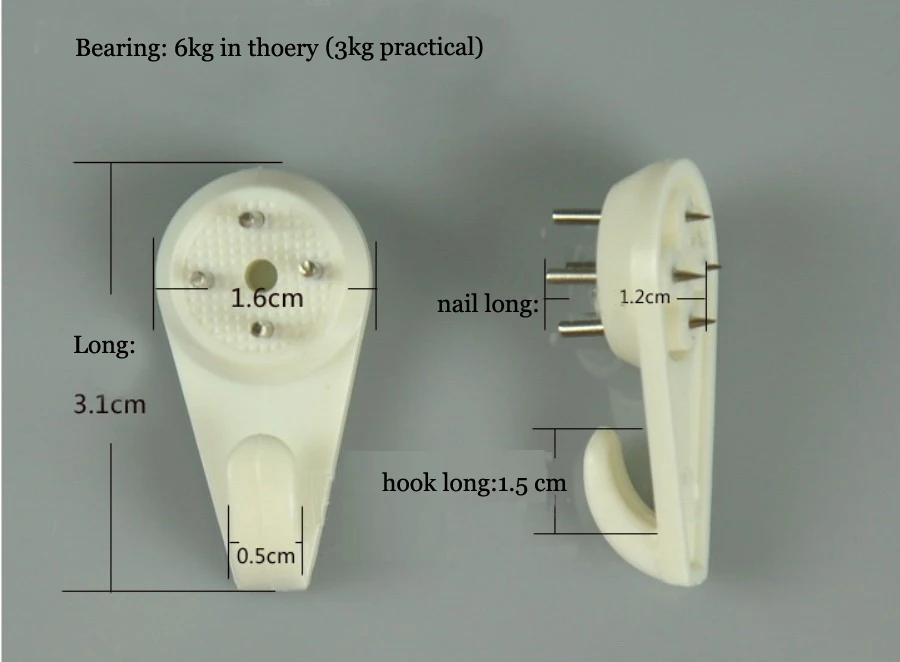 50 pieces 6kg bearing clock wall hook hanger washroom non trace nail