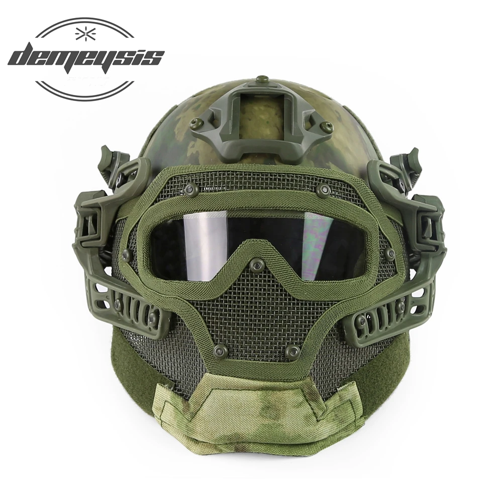 Airsoft FAST Helmet with Mask Paintball Full Face Helmet Military