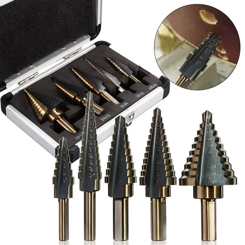 Набор быстрорежущих кобальтовых сверл Drillpro 5 шт./компл. 50 размеров ступенчатый