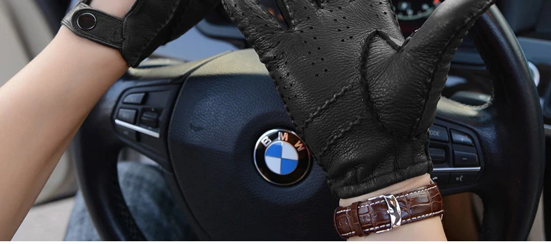 Модные осенние мужские кожаные перчатки из оленьей кожи для отдыха, дышащие, без подкладки, оленьей кожи, перчатки для вождения