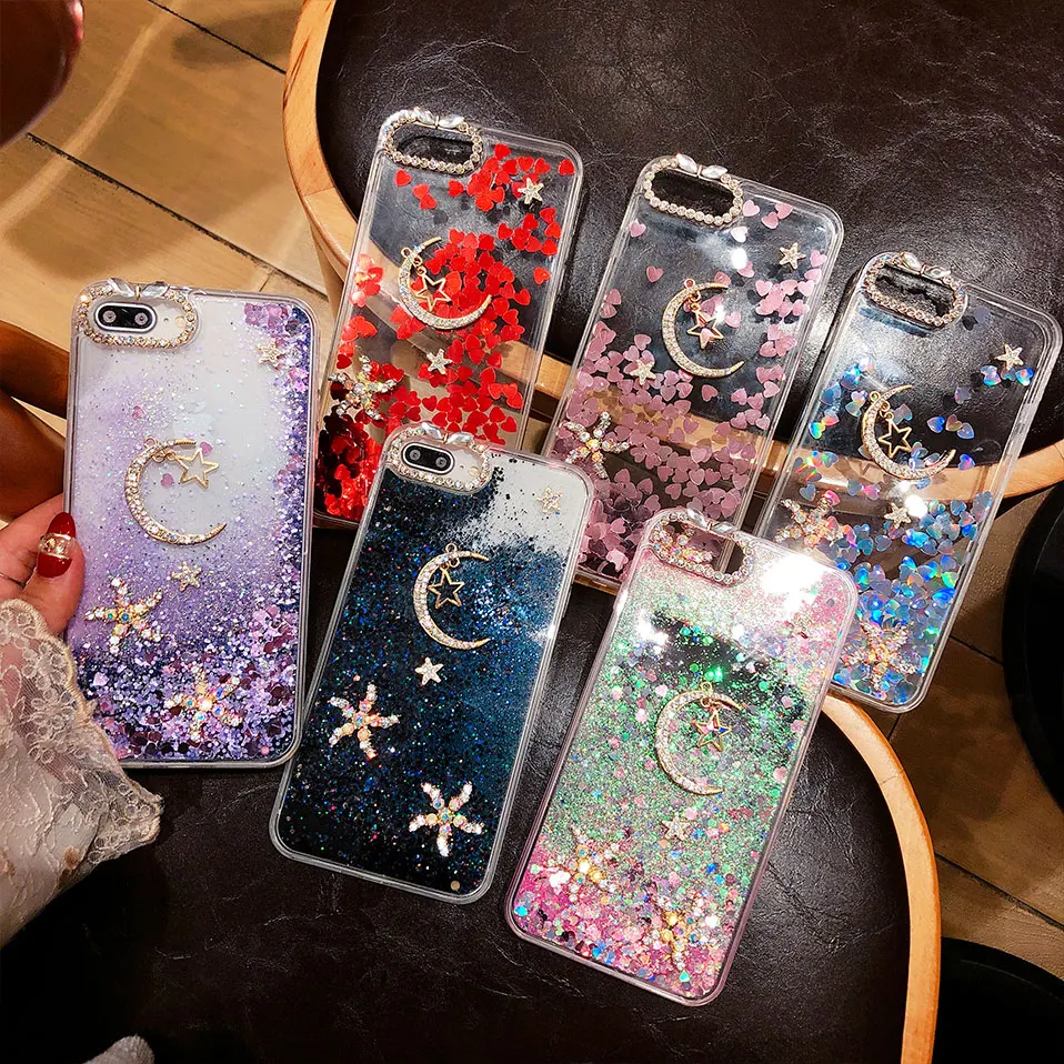 Для iPhone 7 6s 6 Чехол для 8 Plus чехлы X жидкость зыбучие пески чехол телефона на Чехлы |