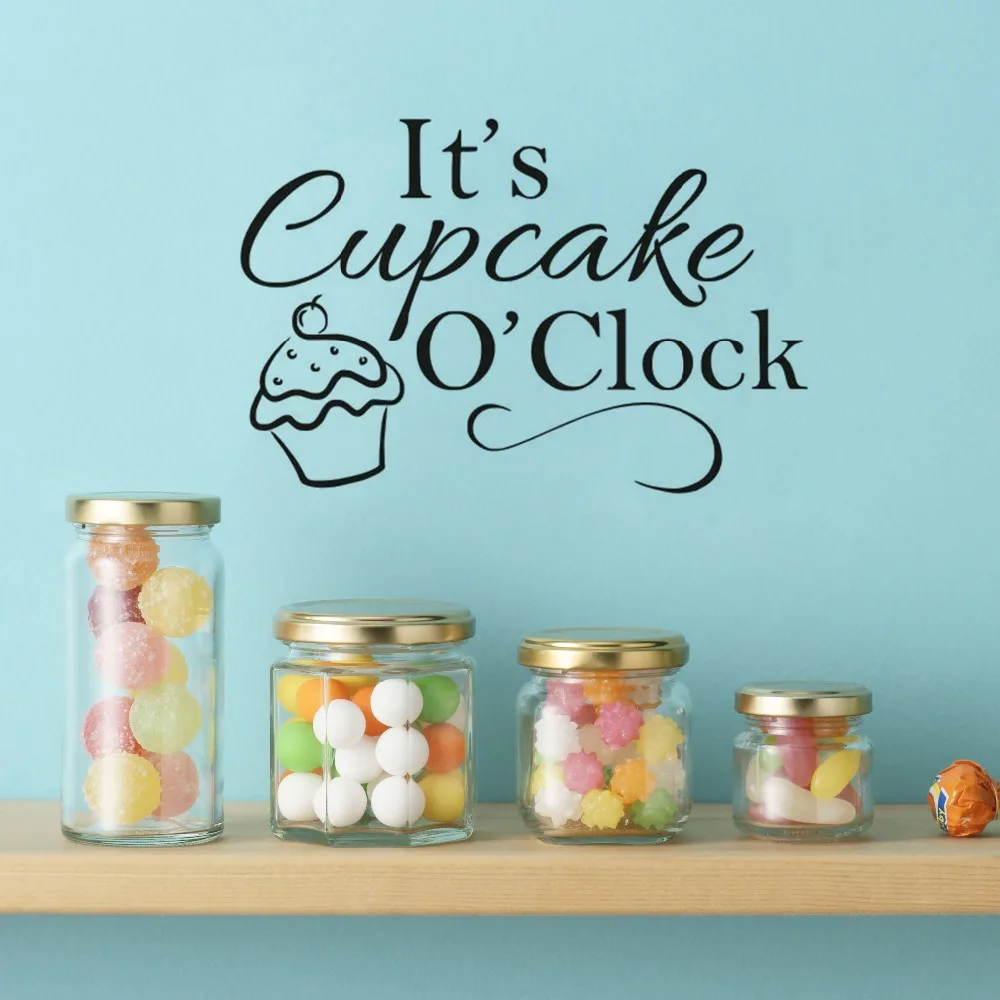 

Cupcake Quote Wall Window Decal Kitchen Lettering Wall Art Mural Cake Shop Decor Removable Bakery Sign Vinyl Wall StickerAY1603