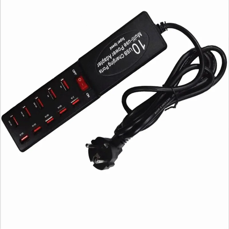 Kopen Super Speed 10 USB Opladen met 5 V 6A Multi gebruik Power Adapter Charger Met ON OFF Schakelaar voor Apple iPhone 6 6 Plus S6 S6 Rand