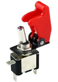 

New 12V 20A Illuminated Dark Red LED Toggle Switch Control ON/OFF + Aircraft Missile Style Flip Up Cover SS