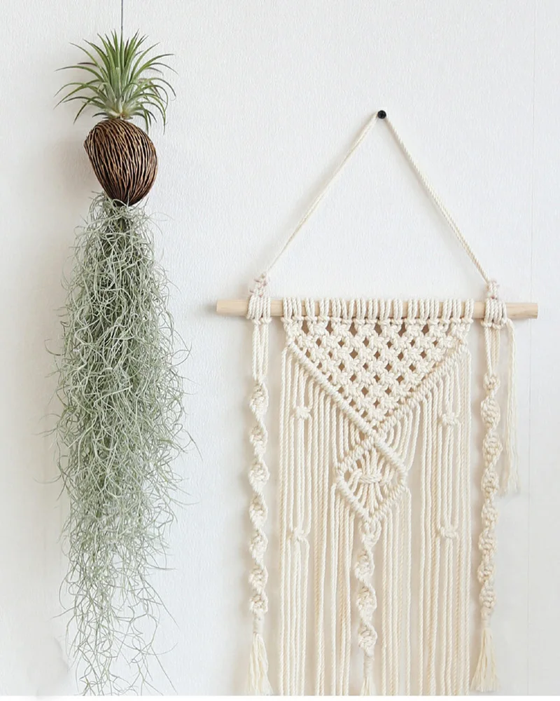 Hanging Macrame cotton rope Handmade Woven Tapestry Knitting Wall
