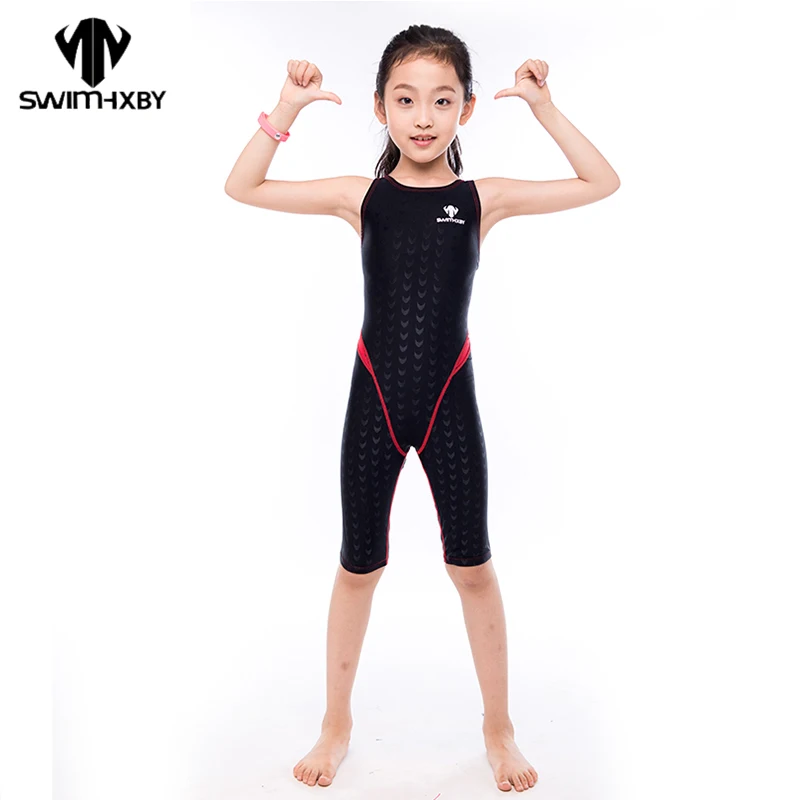 HXBY Professional Racing Swimsuit One Piece Suit Slim Quick dry Little