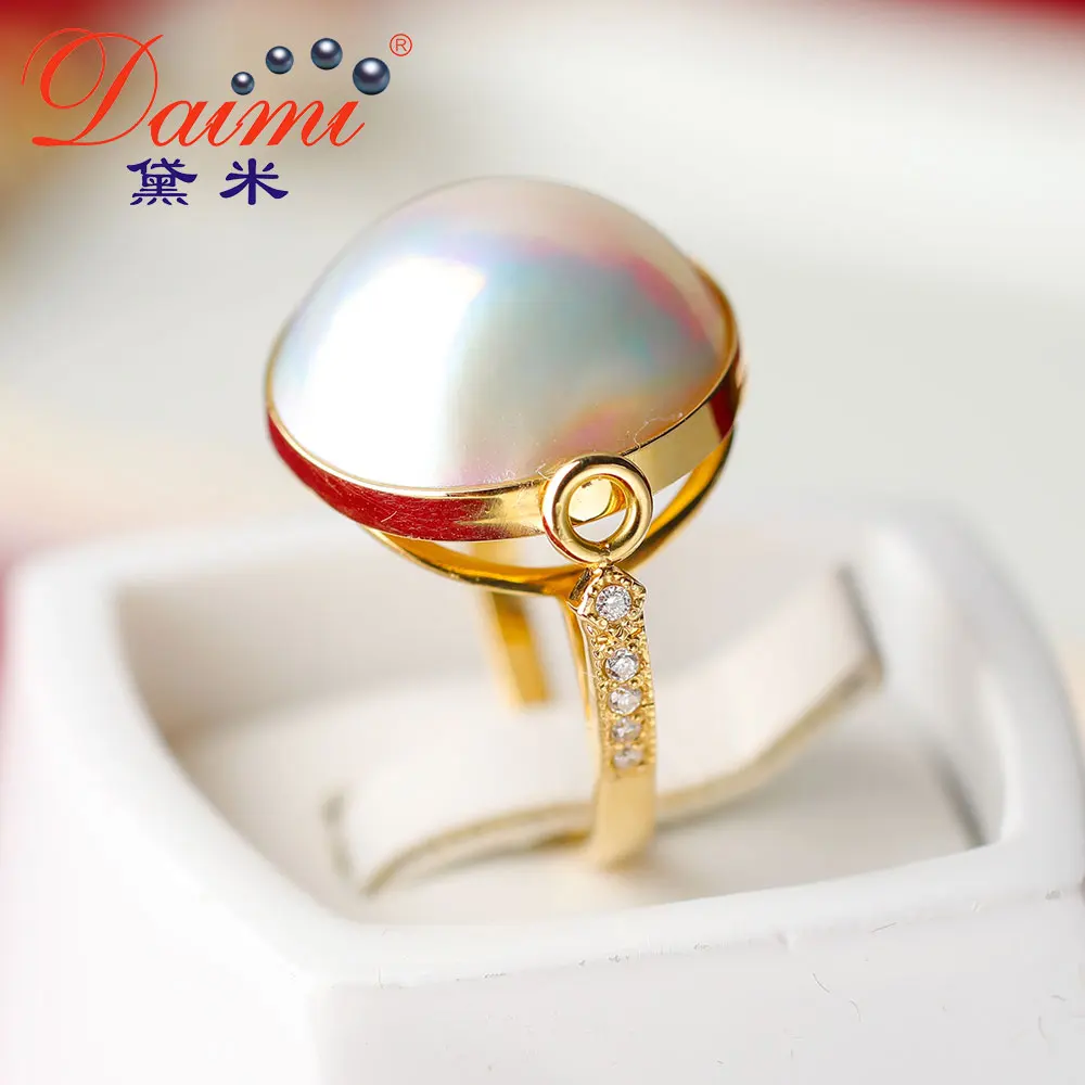 

DAIMI 18K Gold Ring Fantasy Splendid Mabe Ring 16-17mm Large Mabe Ring