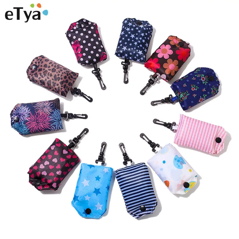eTya Women Reusable Shopping Bag Foldable Bag Fashion Flower Printing Folding Recycle Handbags Home Organization Tote Bag eTya Women Reusable Shopping Bag Foldable Bag Fashion Flower Printing Folding Recycle Handbags Home Organization Tote Bag