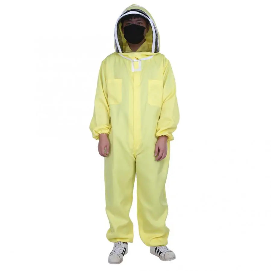 New Professional Polyester Cotton Full Body Beekeeping Suit with Veil Hood Q4X4