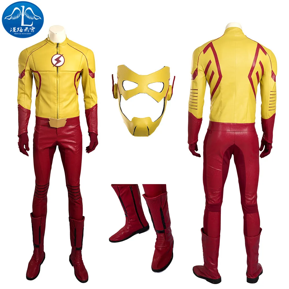 

ManLuYunXiao 2017 Cosplay Costume Flash Kid Costume The Flash Men's Jacket Mask Cosplay Full Suit Custom Made Free Shipping