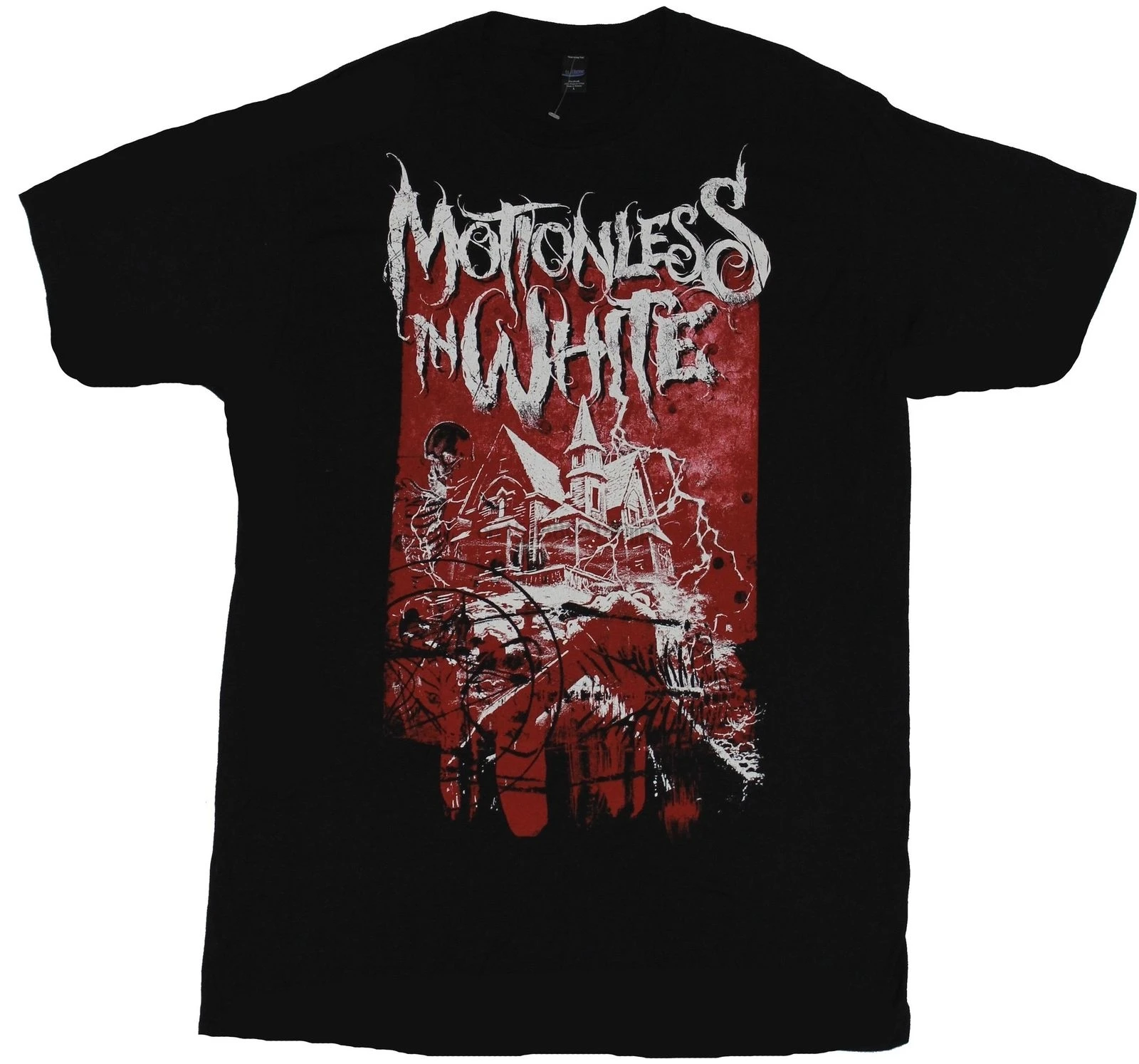 

Motionless In White Mens T Shirt Haunted House Knife Stab Image