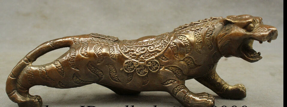 

zhaorui488402++10" Folk Chinese Bronze Copper Wealth Zodiac Year Coin Tiger Statue