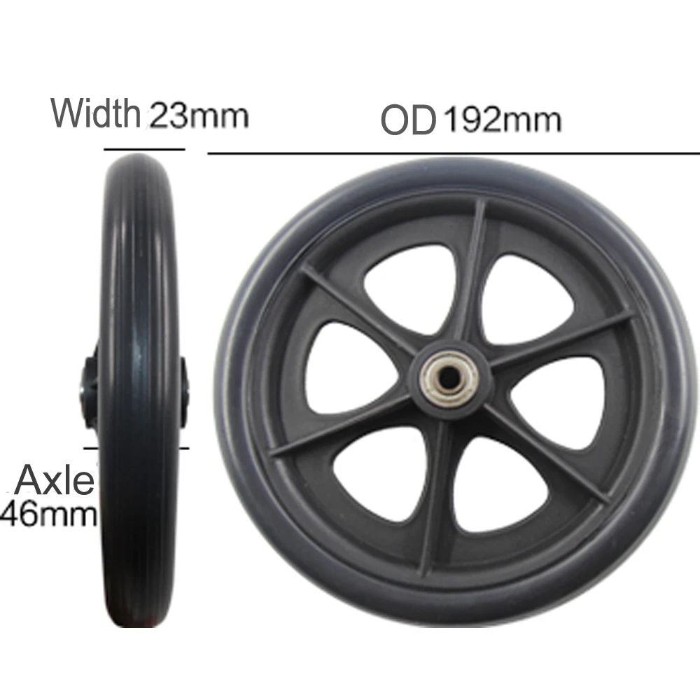 2Pcs 8inch Black front wheels for manual wheelchair, caster wheels
