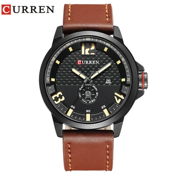 

2018 New Fashion Mens Watches CURREN Militray Sport Quartz Men Watch Leather Waterproof Male Wristwatches Relogio Masculino 8253