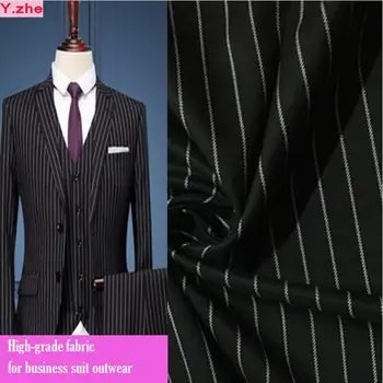 

Good Black Striped Business Suit Fabric 150cm Wide Stretch Cotton/Polyester Vest Fabric Sewing Material DIY Suit Clothing Dress