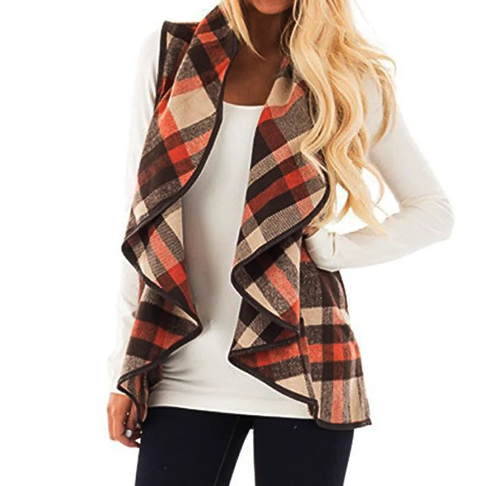 Buy Women Winter Autumn Elegant Waistcoat Female Plaid