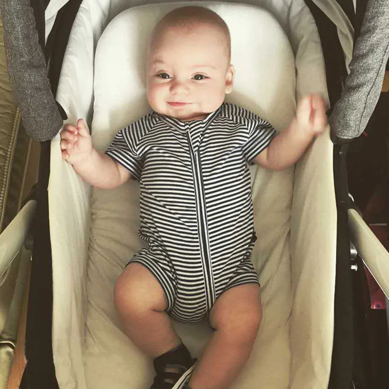 

Hot Baby Clothes 2019 Summer Short-sleeve Striped Zipper Baby Jumpsuit Cotton Romper Baby Boy Girl Outfits for 0-3 Year FZ2297