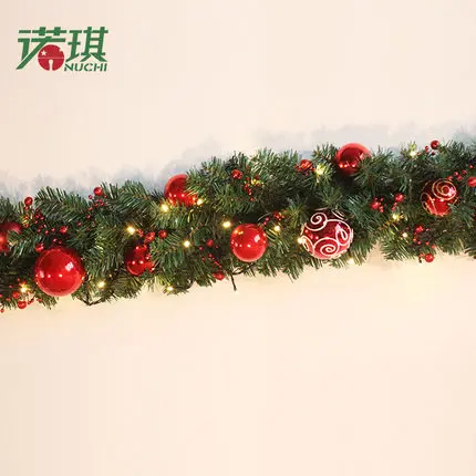 2 7m Christmas Garland Green With Red Gold Bals Lights Ornaments 2 7m Christmas Garland Green With Red Gold Bals Lights Ornaments Decorations For Home Freeshipping In Pendant Drop