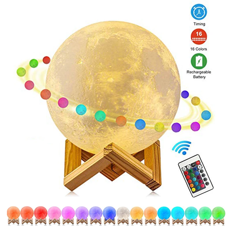 Review Top Kohree 2019 Moon Lamp 3D Print USB Rechargeable Led Night Light with Remote Holiday Lighting Birthd