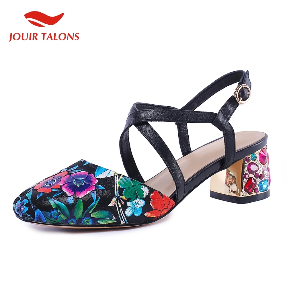 

big size 34-43 fashion print sandals Summer genuine leather shoes sandals lady women Shoes Woman