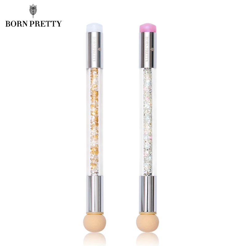  BORN PRETTY Dual-ended Gradient Stamper Nail Brush Sponge Head Rhinestone Handle Brush Blooming UV 
