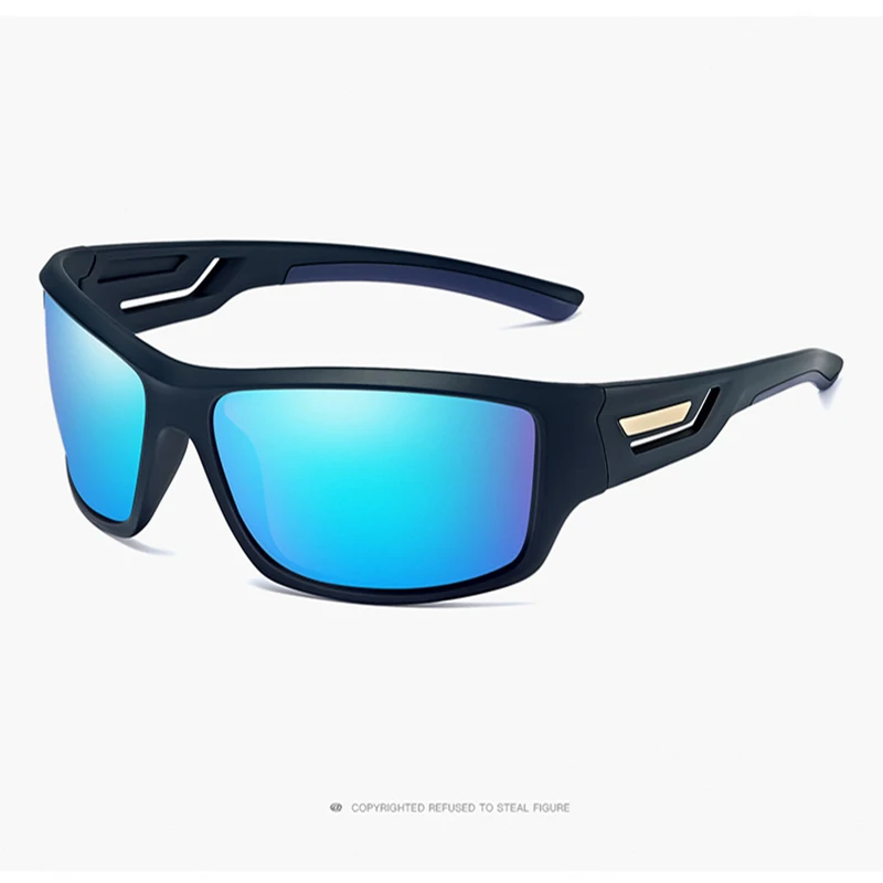 Солнцезащитные очки для мужчин, поляризационные, для спорта на открытом воздухе, для вождения, для велоспорта, очки для дневного и ночного видения, с антибликовым покрытием, квадратная оправа - Цвет оправы: BLUE