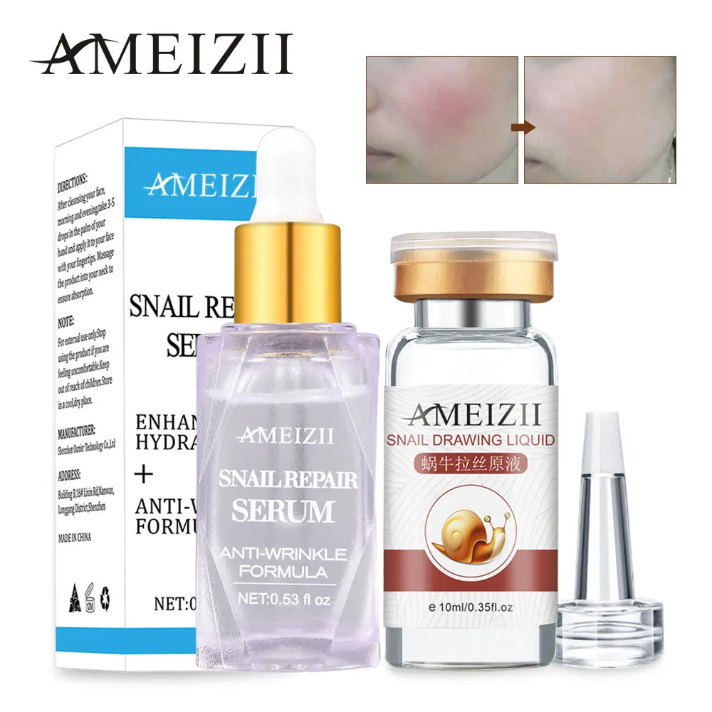 

AMEIZII Snail Repair Serum Moisturizing Whitening Lift Firming Essence Anti-Aging Skin Care Repair Remover Freckle Rejuvenation