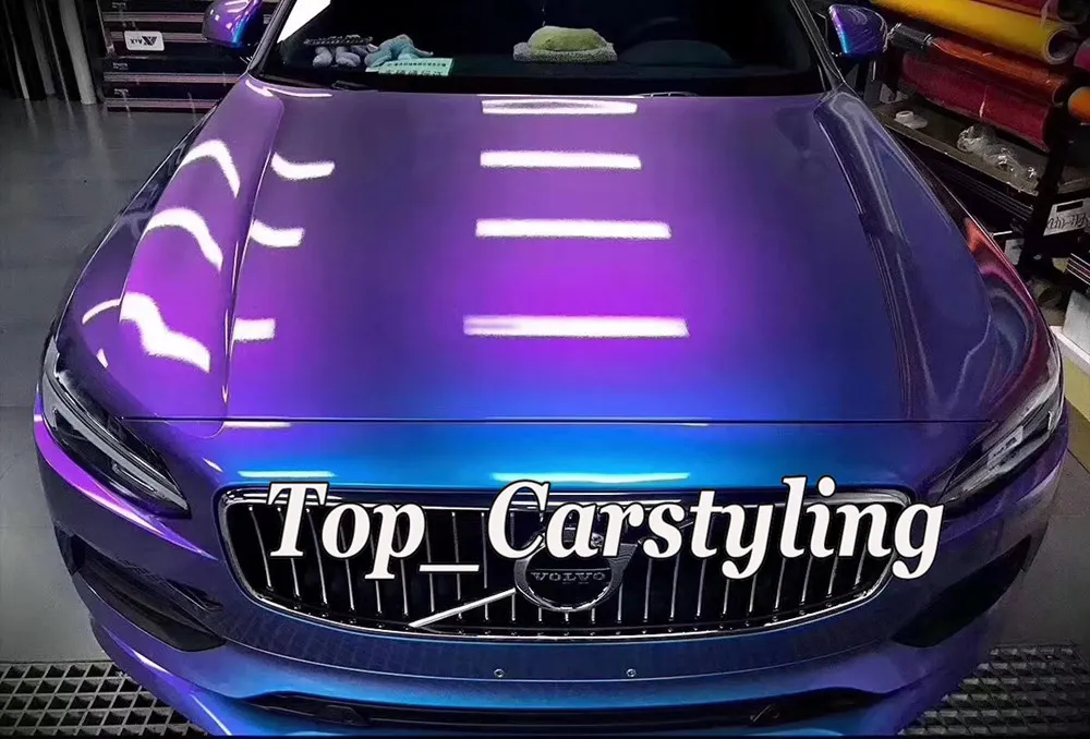 gloss candy rainbow shift vinyl wrappping foil car styling  blue to purple  (3)