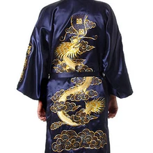 Donne cinesi raso di seta dell'abito del ricamo drago кимоно банное платье drago sml xl xxl xxxl wr004