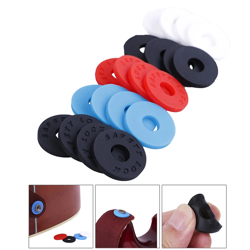 4pcs Guitar Strap Block Rubber Safety Lock Washer Acoustic Guitar Bass