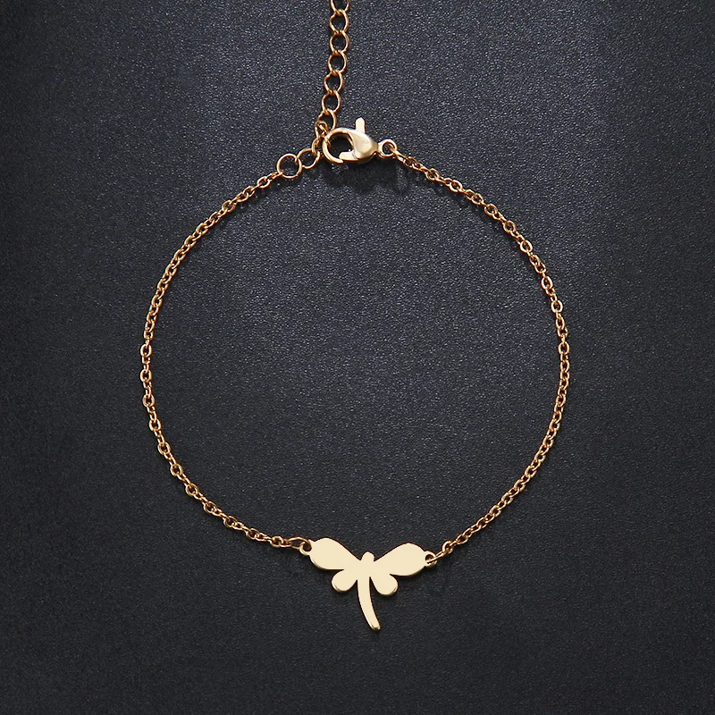 CACANA Stainless Steel Bracelet For Women Man Big Dragonfly Gold And Silver Color Pulseira Feminina Lover's Engagement Jewelry