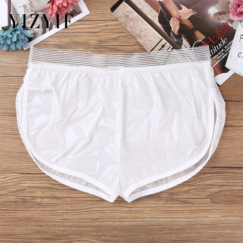 

2019 Swimsuit Swimwear Mens swimming Shorts Men Swim Shorts Lightweight Faux Leather Briefs Trunk Wet Look Lounge Sports Shorts