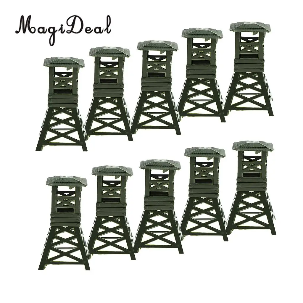 10Pcs/Set Military Watch Tower 9cm Model Plastic Toy Soldier Army Men Accs for Wargame Scenery Building Boys Toys