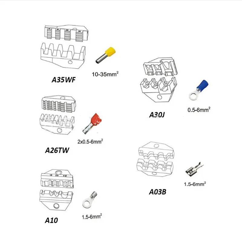 Обжимные плоскогубцы с 35wfb/A10/26TW/30J/03B челюсти для изолированных терминалов и неизолированных наконечников и таб сосудов ручной инструмент