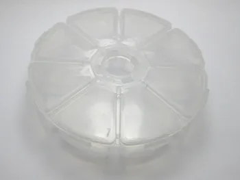 

2 Clear Round Beads Display Box Case 8 compartments Storage Container