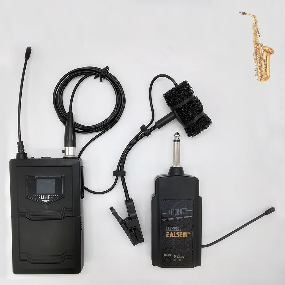 

Wireless Saxophone Microphone System Professional UHF Gooseneck Condenser Clip Mic Transmitter Receiver set Kits Trumpet flute
